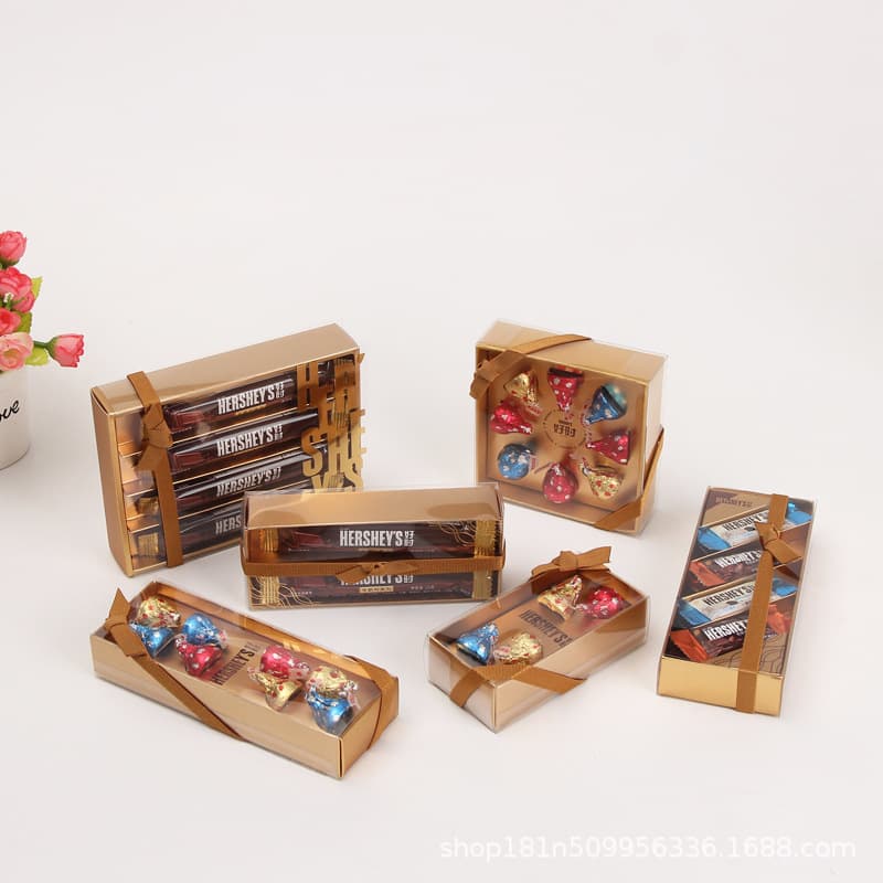 Hershey chocolate box factory direct supply candy box bow golden ribbon exquisite hand gift box