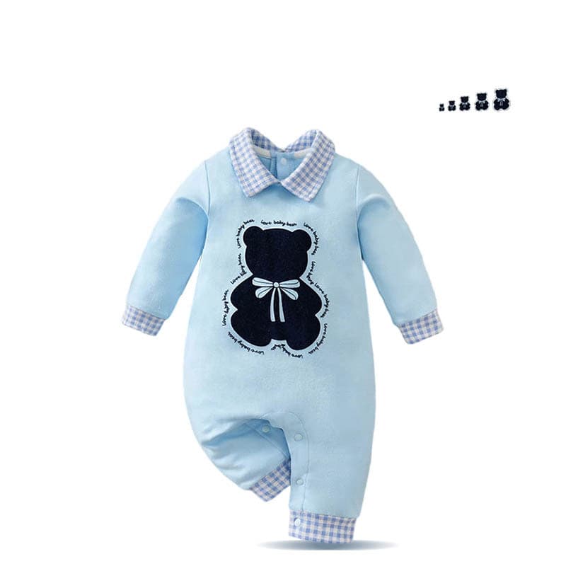 Preppy Baby Romper Fall Faux Two-Piece Polo Shirt for Boys, Stylish Baby Boy Outfit