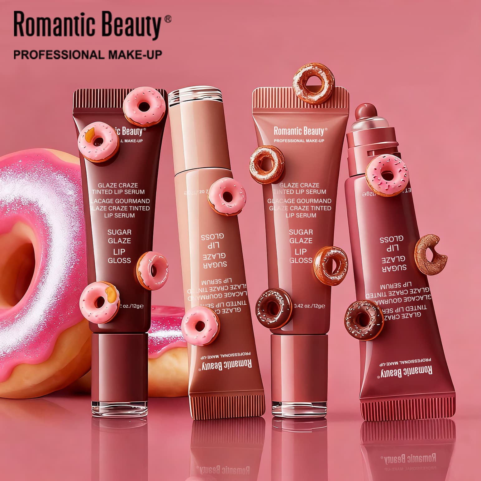 Cross-Border Popular Tinted Lip Gloss Essence Plumping Lip Glaze Women's Moisturizing Lip Gloss Hydrating Donut Lip Gloss Lipstick