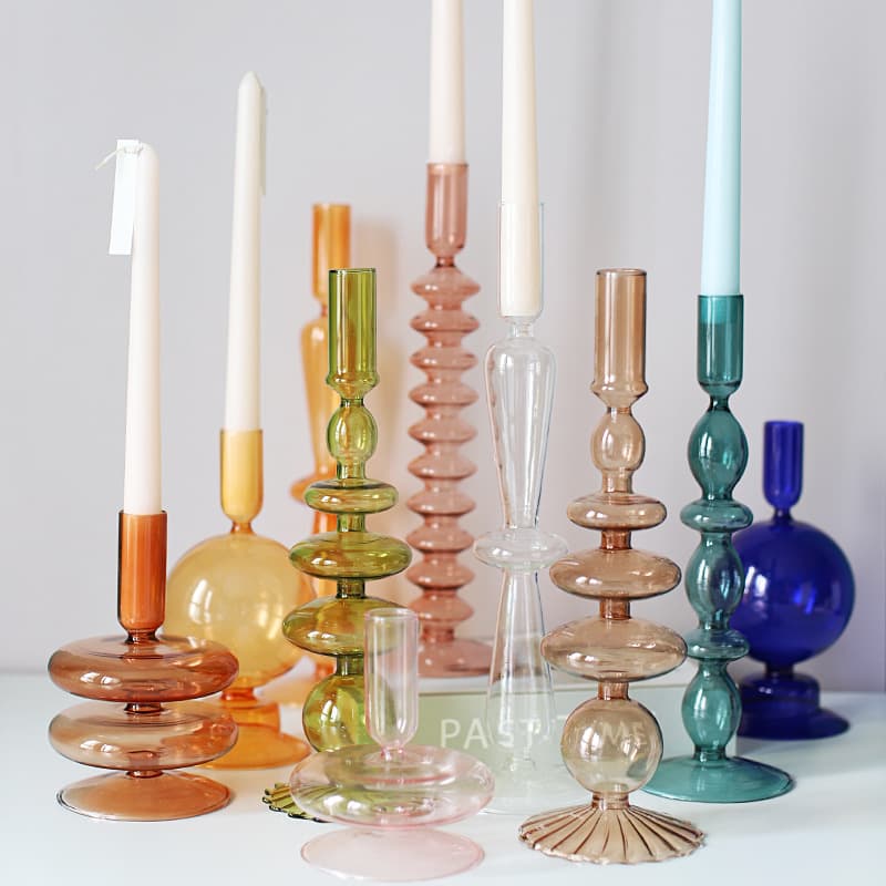 Dining table, glass candlestick, vase, crafts, art, living room and B&B decorations, dried flowers, cross-border popular holiday gifts