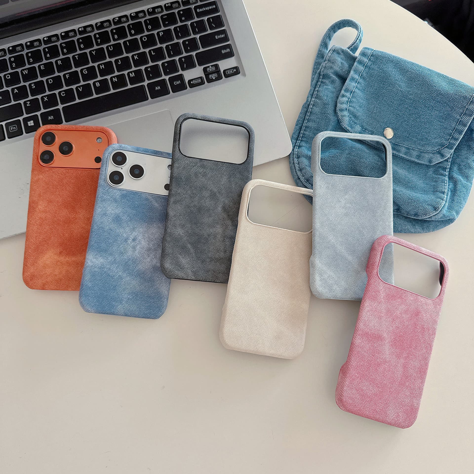 Simple Denim-Patterned Fabric iPhone 17 Pro Max Phone Case, Compatible with Apple 16 Pro, Premium Feel, 15 Hard Case