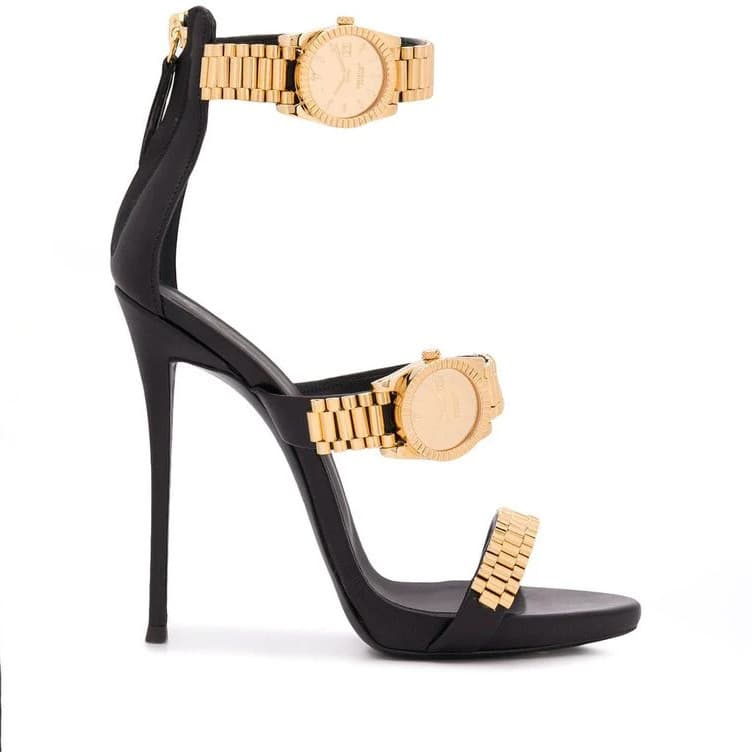 European Size Cross-border 2026 Metal Strap Decoration Open Toe High Heel Sandals One Strap Peep Toe Thin High Heel Large Size Women's Shoes