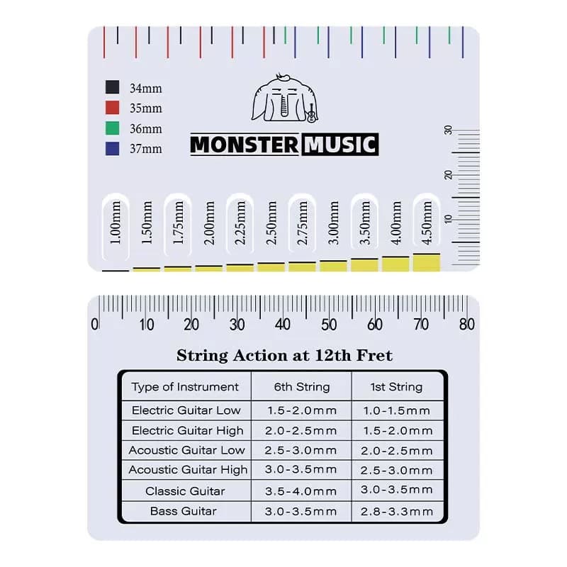 Guitar String Height Gauge Electric Guitar Accessories Classical Bass Measuring Tool Stainless Steel String Action Ruler Neck Gauge