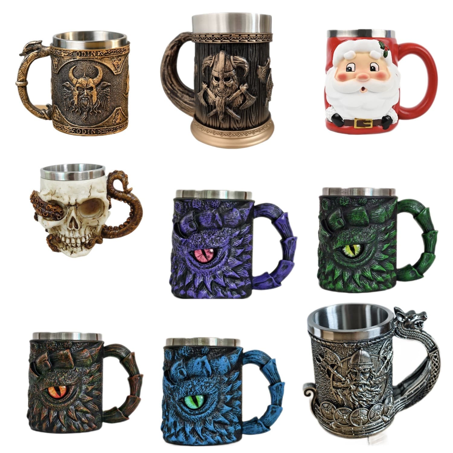 New product free shipping cross-border creative resin devil's eye mug gothic style stainless steel liner beer mug ornaments
