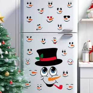 Cross-border Christmas wall sticker, emoji sticker, PVC cute cartoon snowman fridge sticker, window sticker, cup sticker