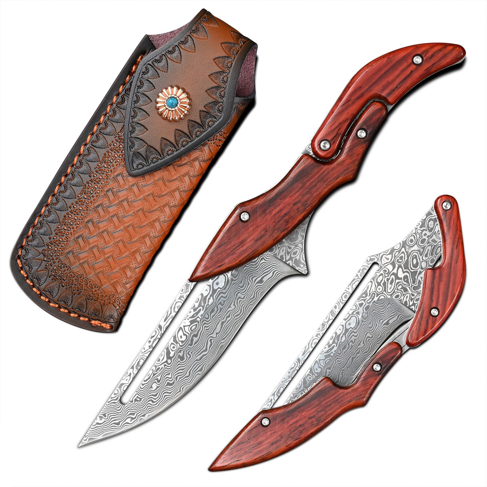 Factory Wholesale Damascus Steel Folding Knife Camping Self-Defense Outdoor Mechanical Folding Knife Military Knife Portable Tactical Knife