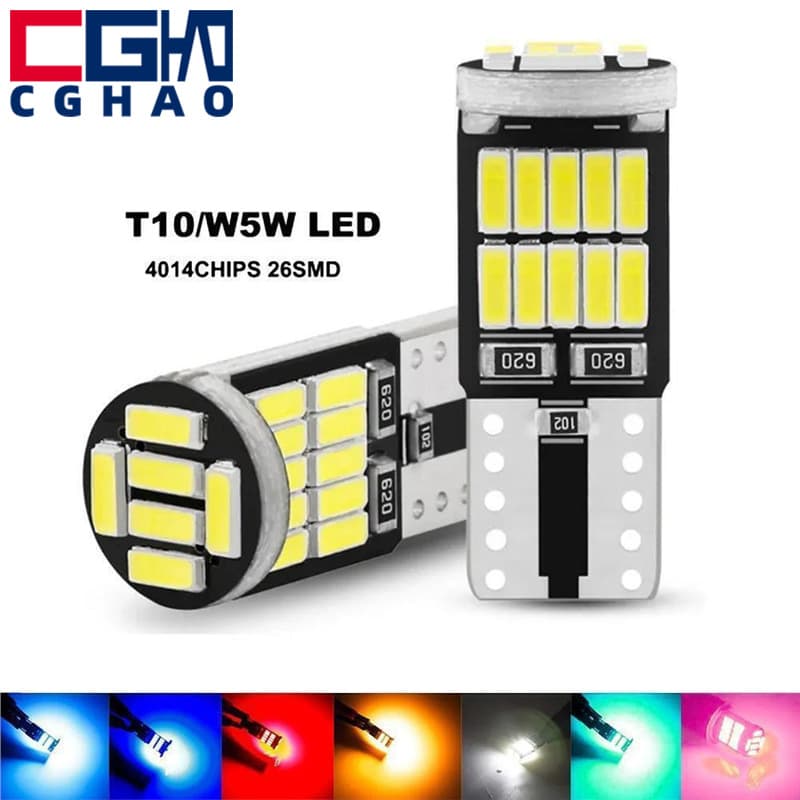 Cross-border car and motorcycle LED small light T10 width indicator light decoding outline indicator bulb T10 4014 26SMD