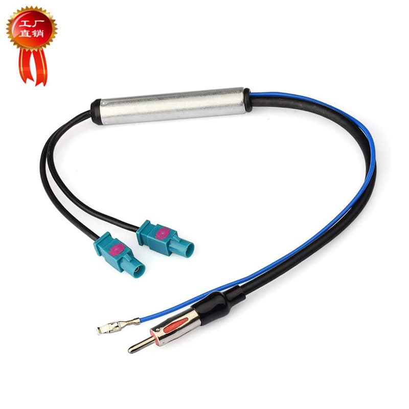Compatible with Audi Volkswagen antenna 2FAKRA male extension antenna with amplifier, car radio FM antenna