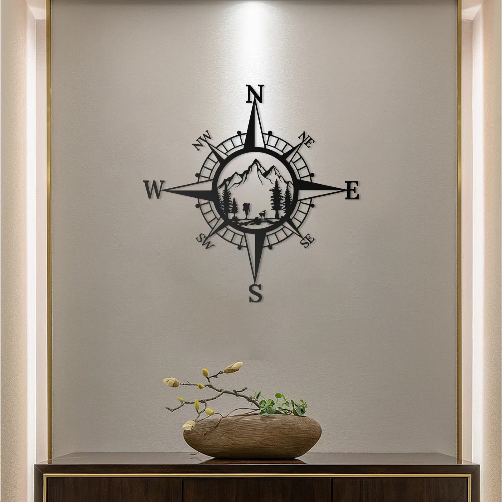 Amazon's popular iron compass wall art metal living room bedroom wall decorations bib ornaments art