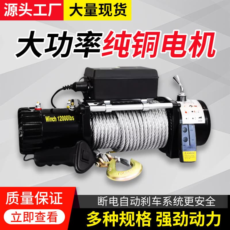 Electric Winch Off-Road Car Traction Self-Rescue Trailer Winch Electric Hoist Winch Small Crane Household Winch