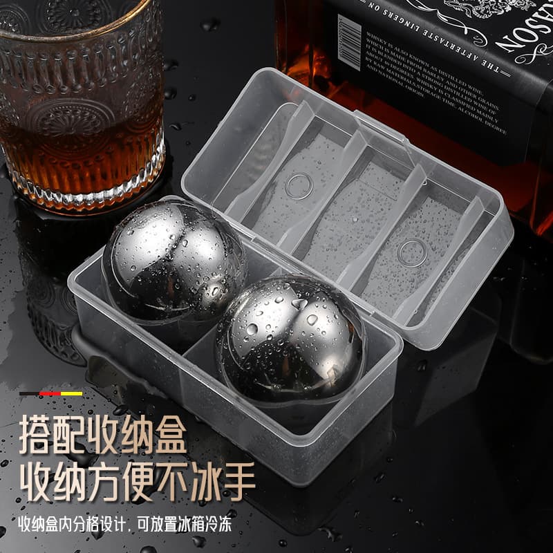 Stainless Steel Ice Cubes 304 Metal Reusable Ice Pellets Spheres Round Quick Freeze Ice Stones Whiskey Beverage Chilling