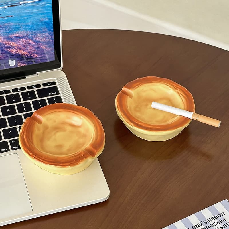 Creative Trendy Egg Tart Ashtray for Home Coffee Table Desktop, Cute Ornament High-End Living Room Home Use