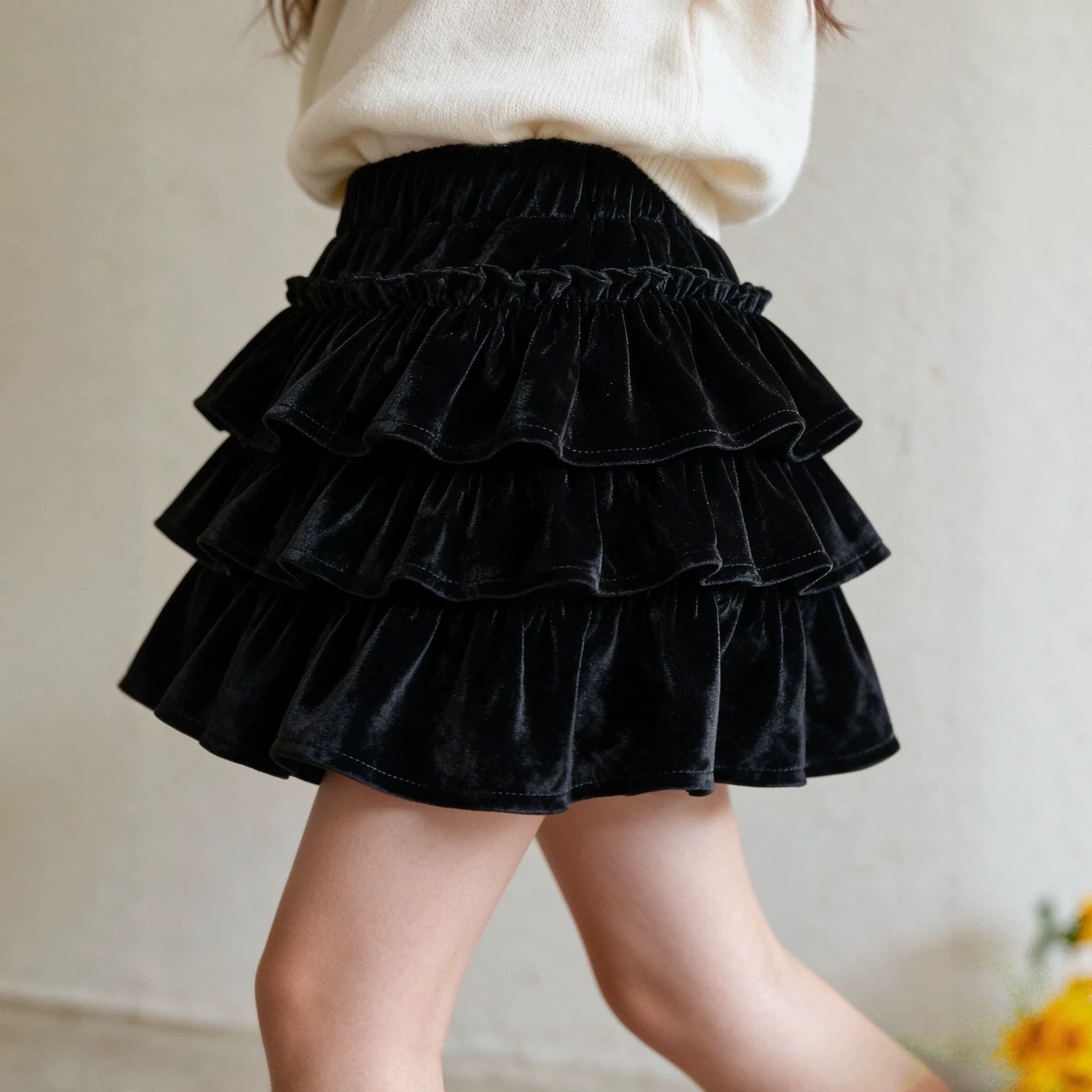 New style girls gold velvet lace tutu skirt design cake skirt children sweet style skirt fashionable short skirt