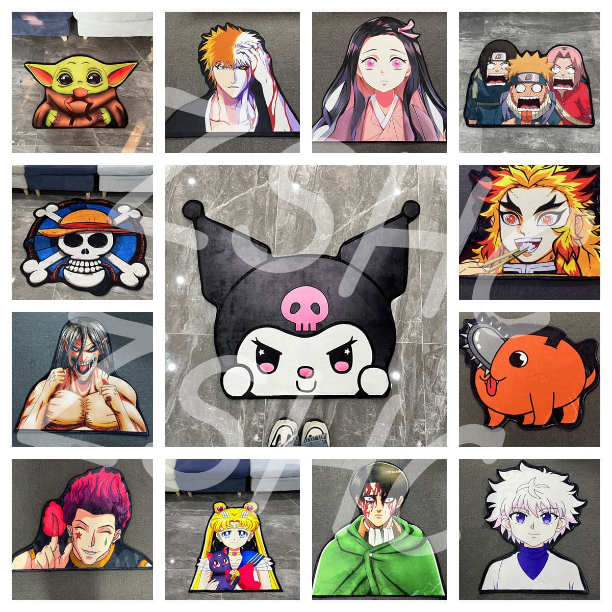 Anime Alien Carpet: Dragon Ball, One Piece, Naruto, Jujutsu Kaisen, Pokemon, Bleach, Demon Slayer