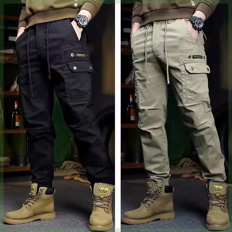Autumnal Men's Casual Pants Workwear Trousers Outdoor Versatile Motorcycle Style Loose Fit Fashionable Retro Work Trousers