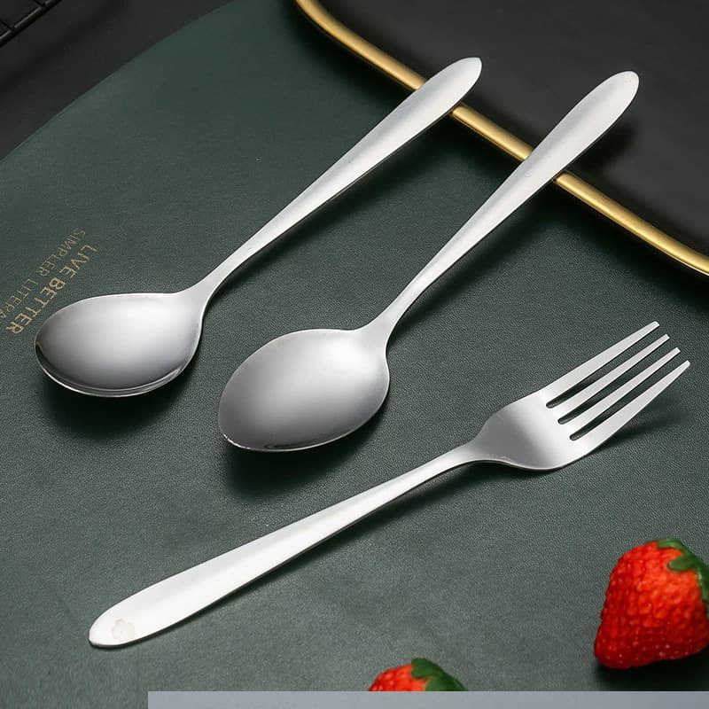 410 Stainless Steel Flatware Polished Series Soup Spoon Fork Gold-Plated Colored Hotel Western Restaurant Fork Rice Spoon Soup Spoon
