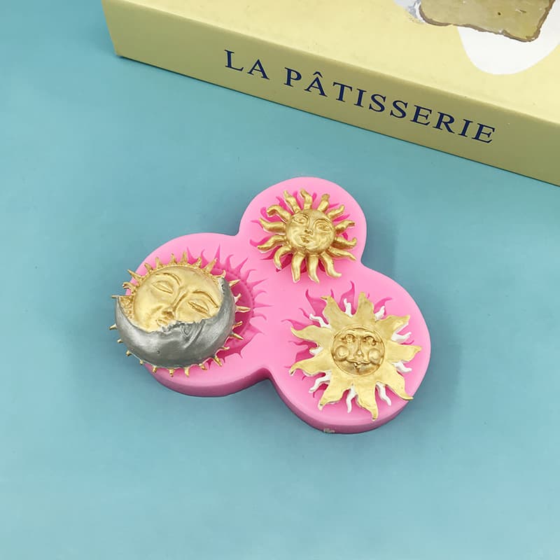 Moon Face Silicone Mold Sun God Face Fondant Chocolate Cake Baking Decoration Mold Plaster Clay