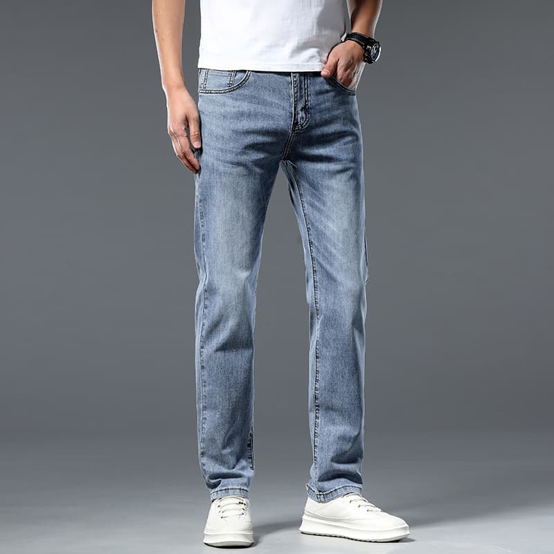 Cross-Border Embroidered Jeans for Men, High-End Straight Leg Jeans, Loose, Washed, Distressed Denim Pants
