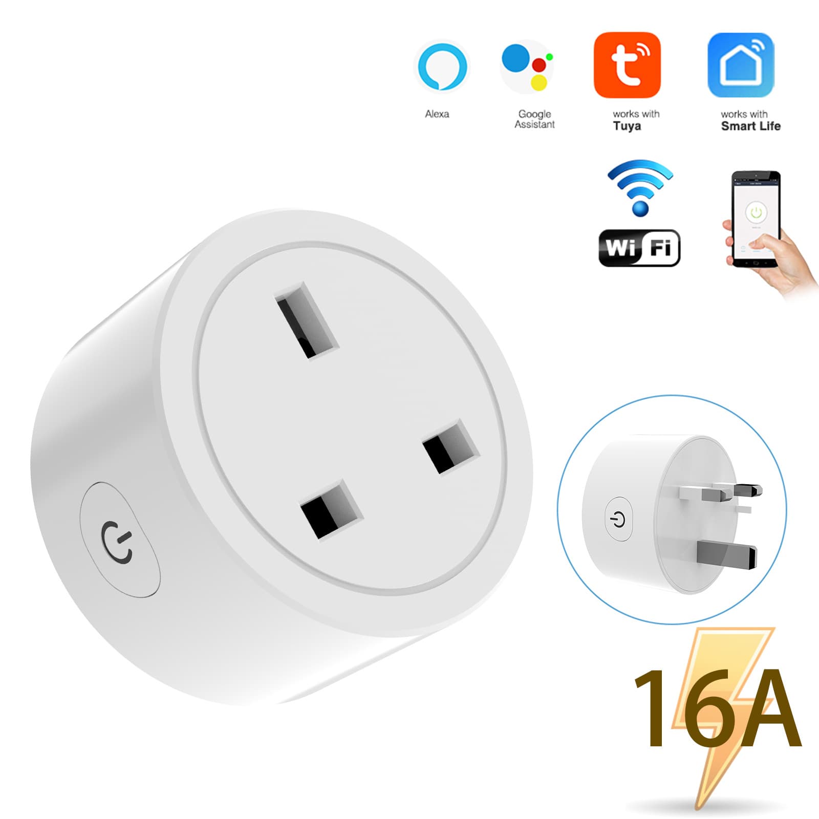Factory direct wholesale of Graffiti smart WiFi sockets, UK standard Alexa mobile phone timer switch with remote control.
