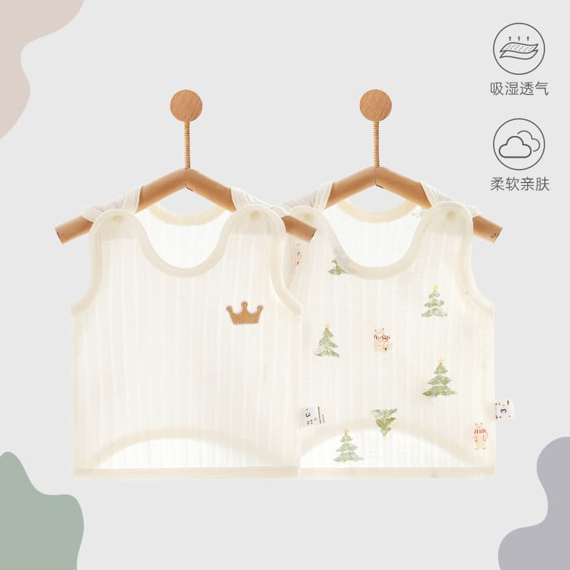 Baby vest summer thin cotton underwear newborn male and female baby half-back garment belly protection sleeveless bottoming top