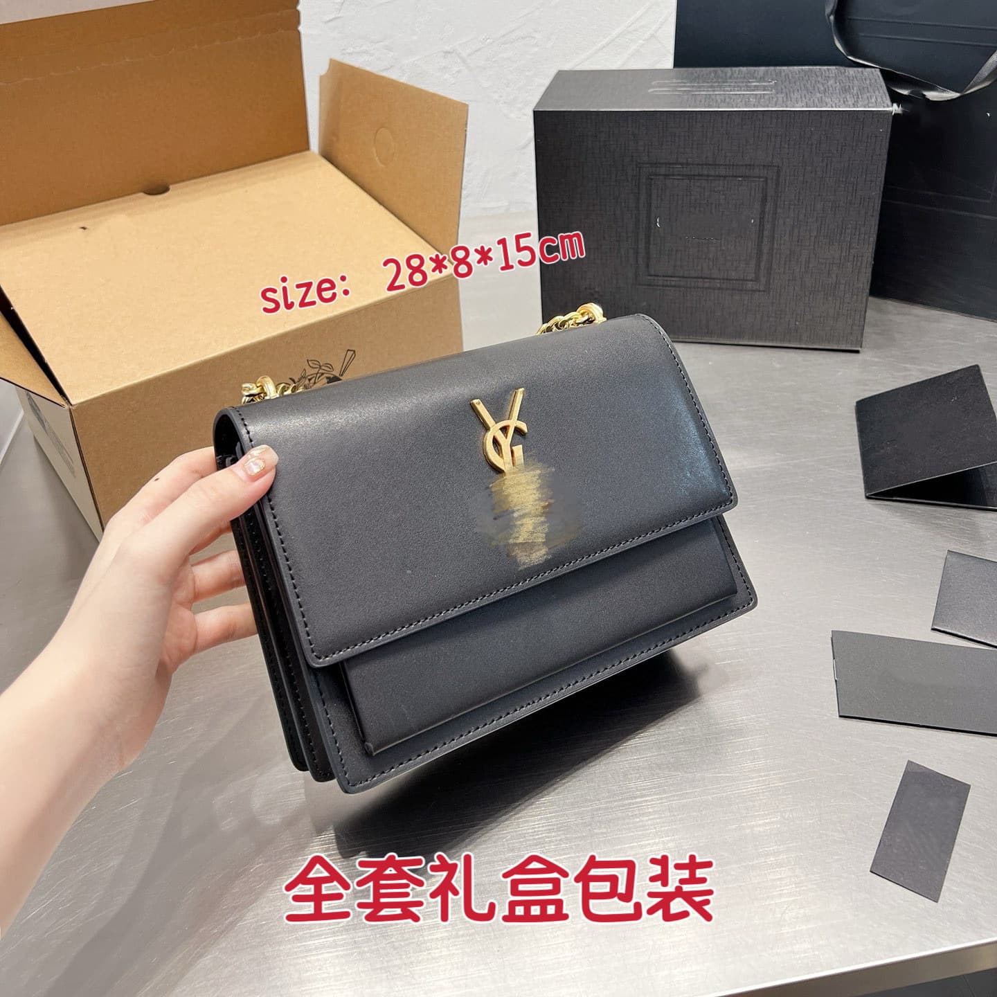 Saint Laurent Bag Hot-Selling Women's Bag Sunset Crossbody Bag Genuine Leather Underarm Bag Large-Capacity Makeup Bag Commuter Shoulder Bag