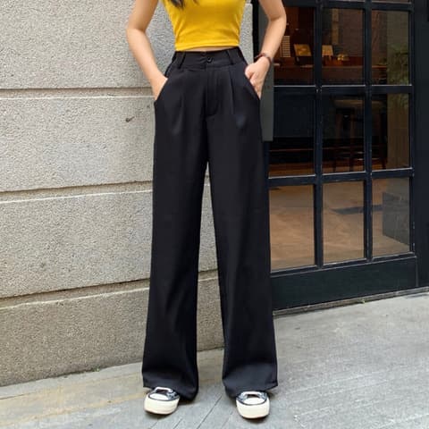 Korean style slimming, flowing, loose-fitting wide-leg trousers for spring, summer, and autumn; high-waisted casual pants.
