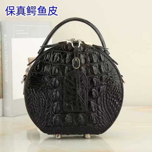 2025 New Crocodile Skin Women's Handbag Genuine Leather Shoulder Bag Casual Crossbody Bag Fashionable Luxury Bucket Bag