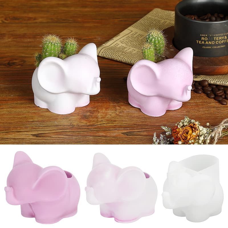 Fat Yaya DIY Cute Elephant Shape Concrete Cement Flowerpot Silicone Mold Aromatherapy Plaster Mold