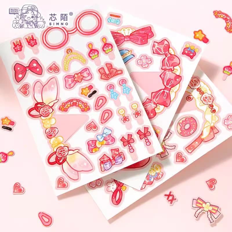 Hair salon stylist children's handmade diy material girl core mo shiny girl hair decoration paper-cut toys
