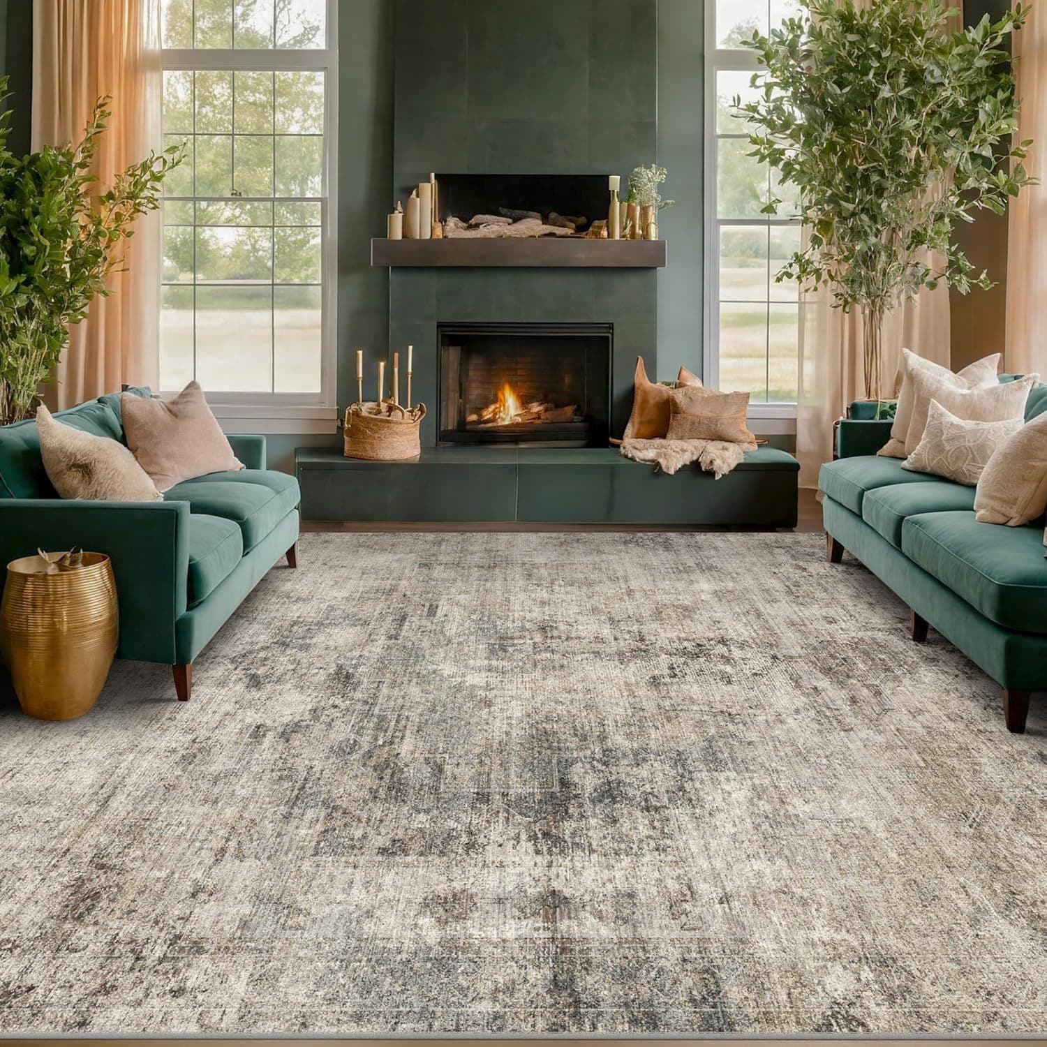 Cross-border Amazon Light Luxury Faux Cashmere Rug, Non-Slip, Machine Washable, Coffee Table Mat, Easy Care Bedside Rug for Living Room and Bedroom