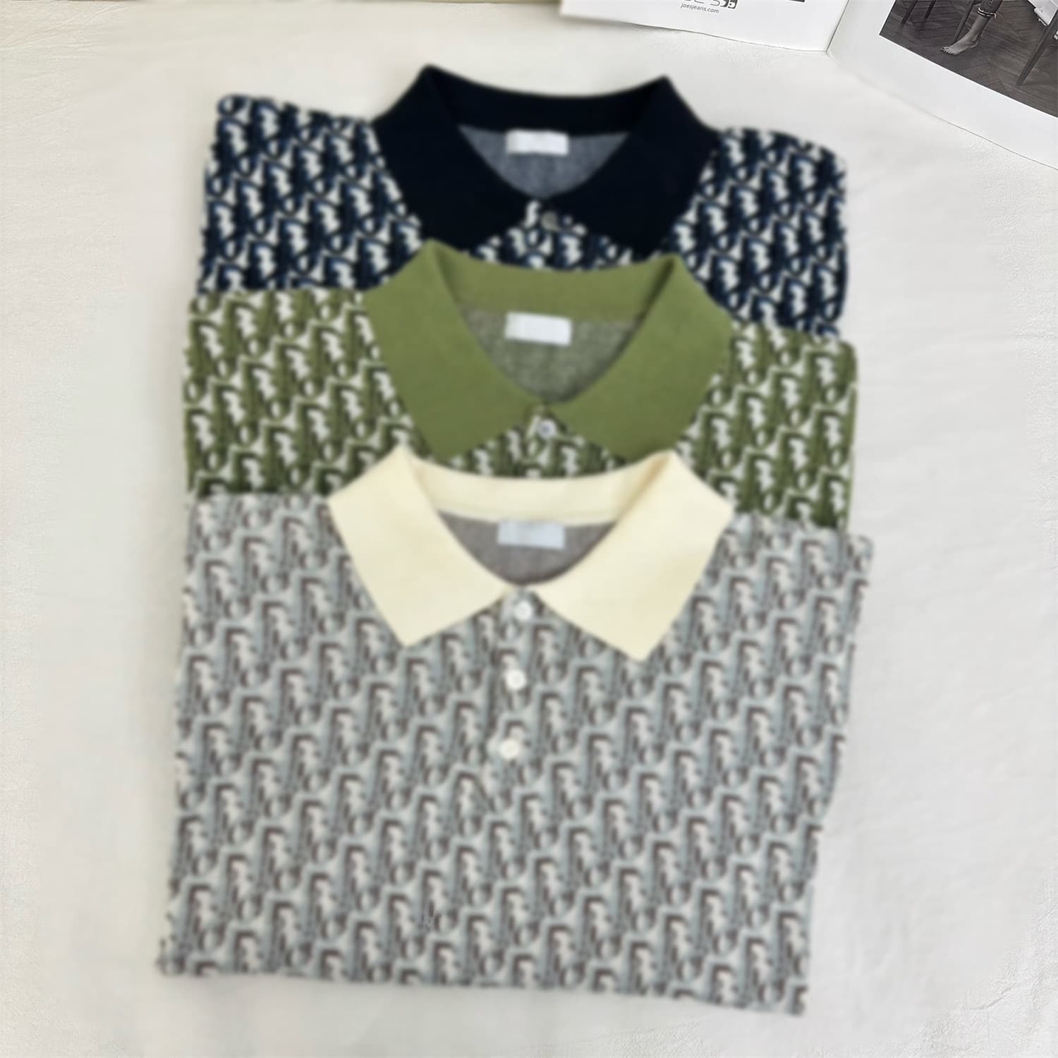 Drop Shipping D-House High Version 25SS Full Print Jacquard Polo Short Sleeve Knit Top Unisex