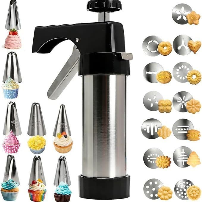Stainless Steel Biscuit Press Mold Biscuit Press Gun Set Stainless Steel Cookie Machine Cake Cream Decoration DIY