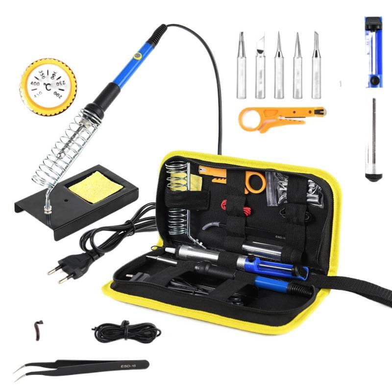 Cross-border 60W Adjustable Temperature Soldering Iron for Home Repair, EU Plug 220V Soldering Pen Tool Kit Set 110