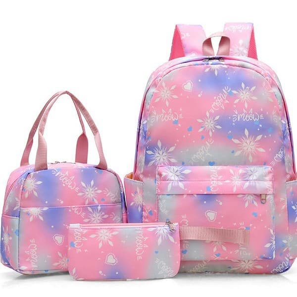 Thermal Transfer Wholesale New Large-Capacity Fashionable Junior High School Student School Bag Gradient Color Rainbow Print Backpack