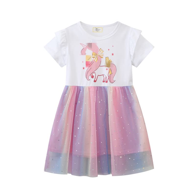 2026 Summer Dress for Girls, Baby Short Sleeve Tulle Princess Dress, Spring and Summer Thin Mesh Dress, Wholesale Drop Shipping