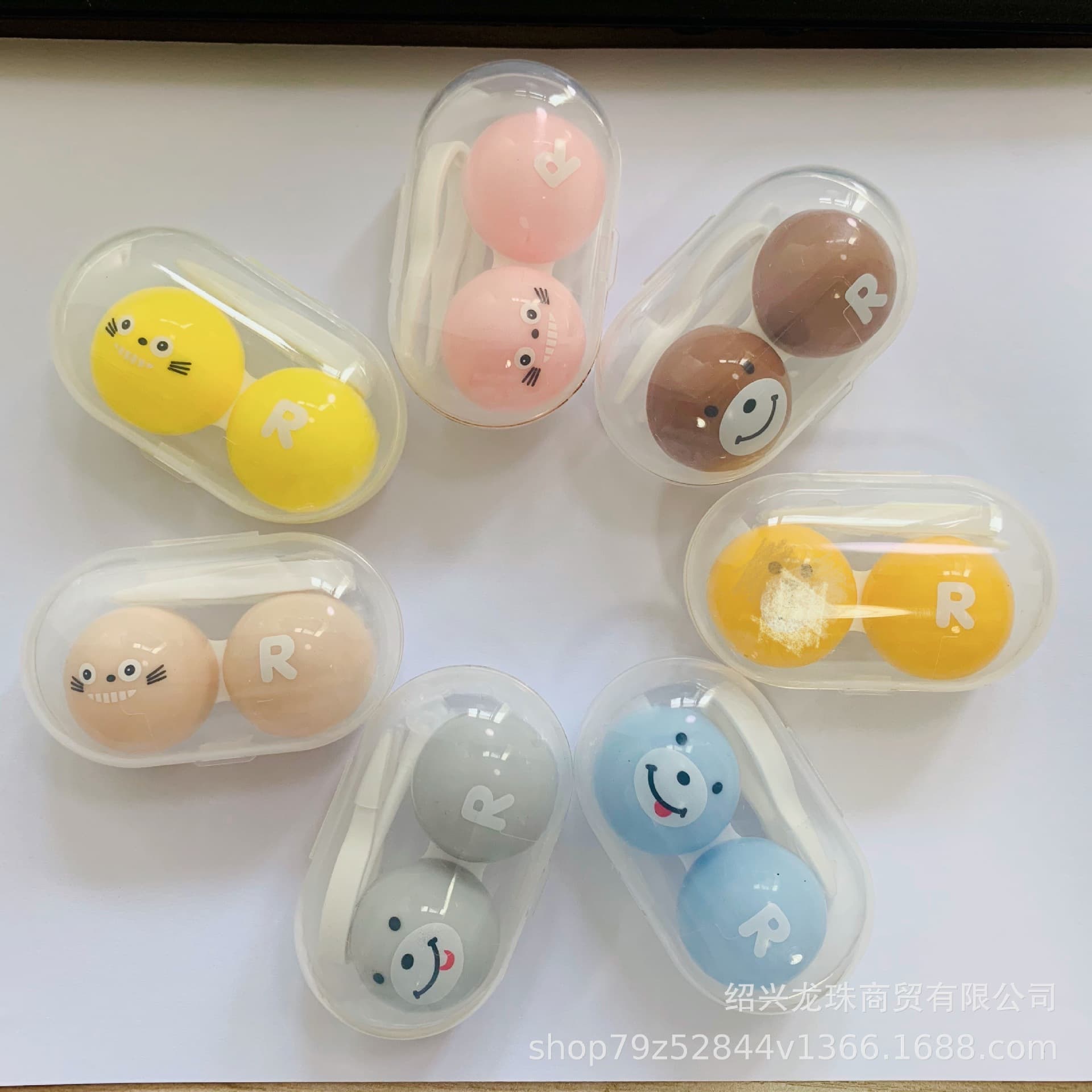 In-Stock Candy Color Double Compartment Case, Minimalist Portable Transparent Contact Lens Holder