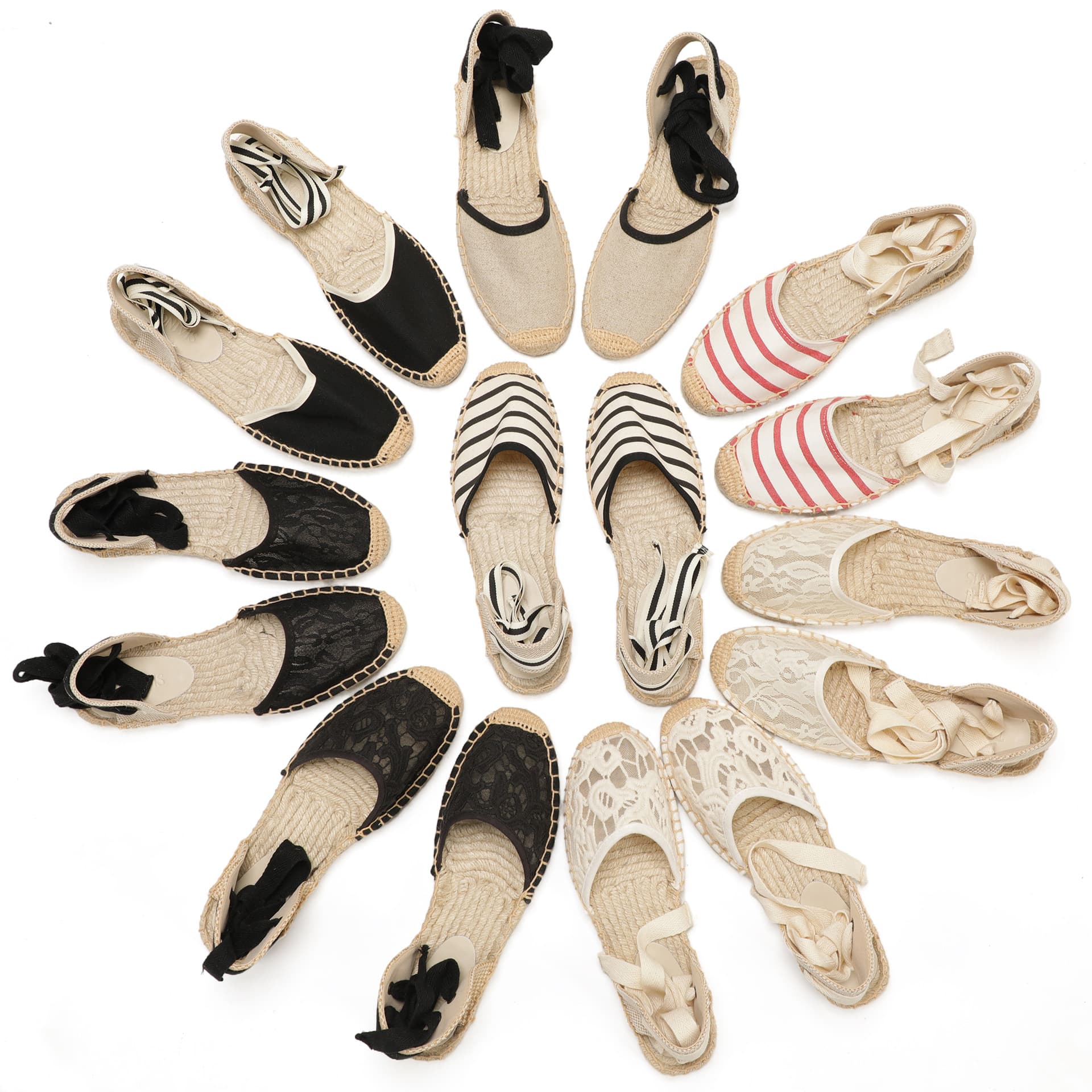Flat Sandals for Women with Lace-Up Jute Fisherman Shoes, Hemp Comfortable Breathable Versatile Lightweight Slip-On Wholesale