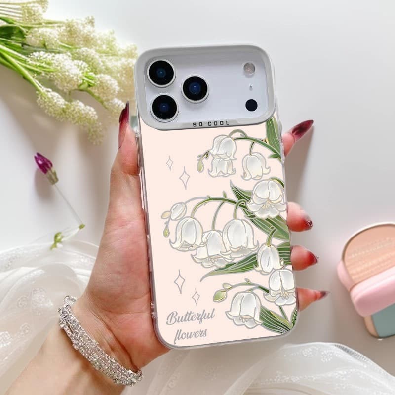 Hollow Tulip iPhone 17 Phone Case Compatible with Apple 16 Pro Max, Girl 13 Pro 14 Cross-Border 15 Hard Case