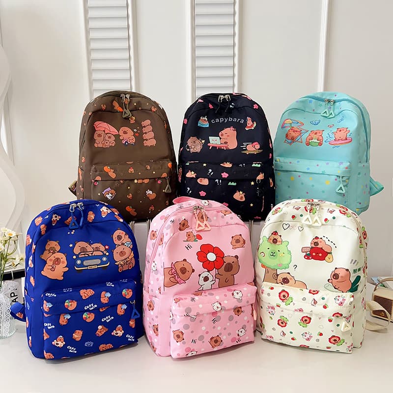 Cute Cartoon Elementary School Student Backpack New Trendy Lightweight Large Capacity Schoolbag Capybara Travel Backpack