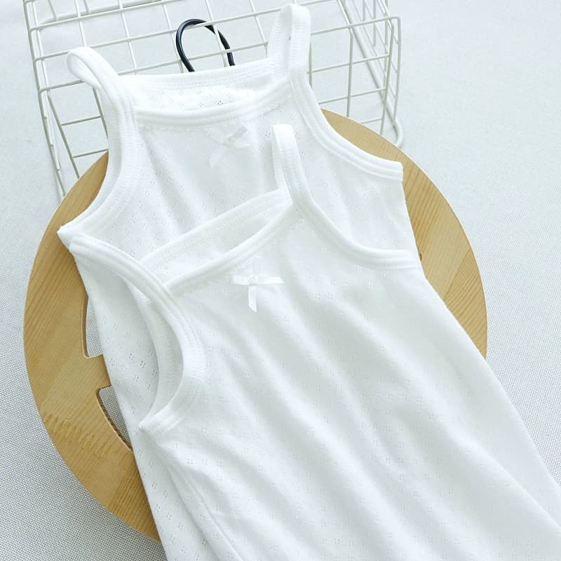 Children's Vest 2-Pack Pure White No Fluorescent Japanese Style Baby Boys Girls 100% Cotton Mesh Sleeveless Summer Thin Undershirt