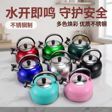 Stainless Steel European-Style Whistling Kettle for Home Use, Durable, Flat Bottom for Induction Cooktop and Gas Stove, Universal Outdoor Teapot