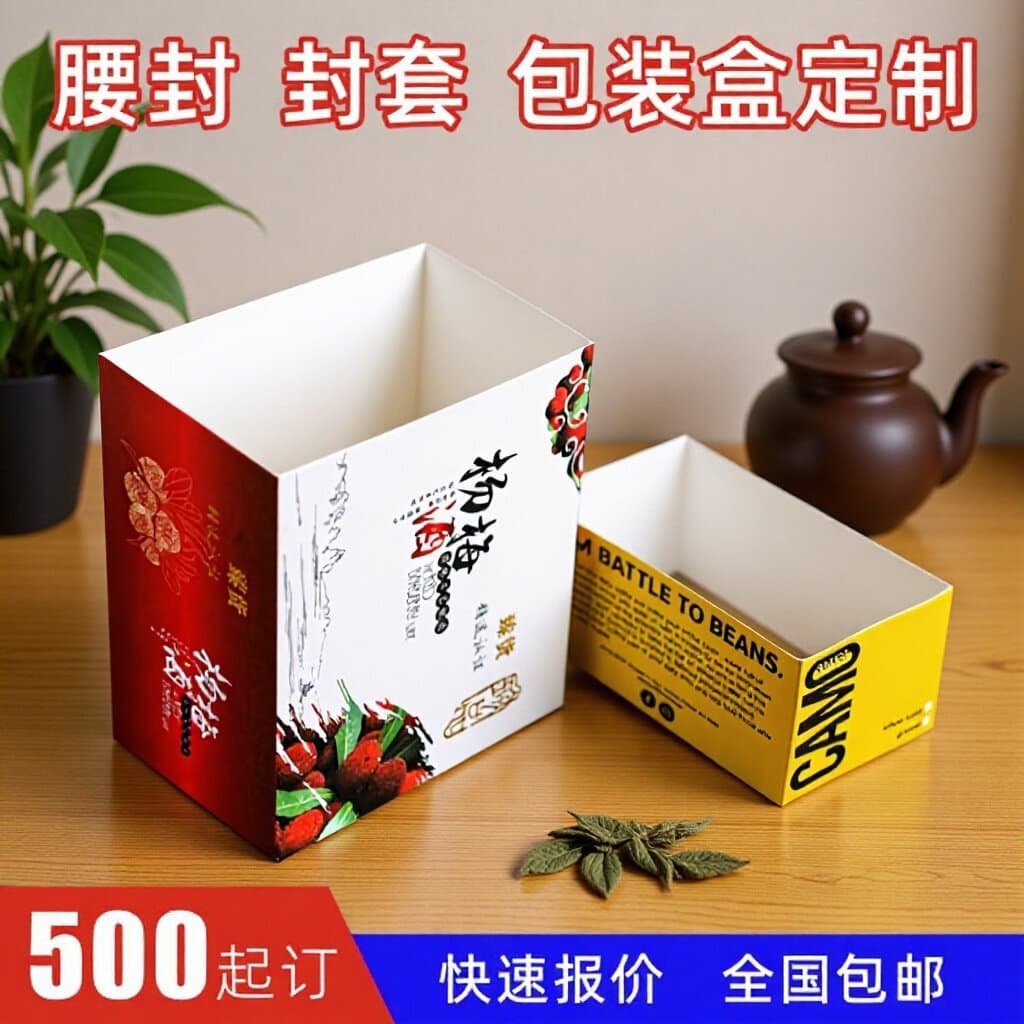 Box sets, airplane boxes, envelopes, waist seals, tea gift boxes, drawer boxes, waist strips, product packaging paper sets, small batch printing