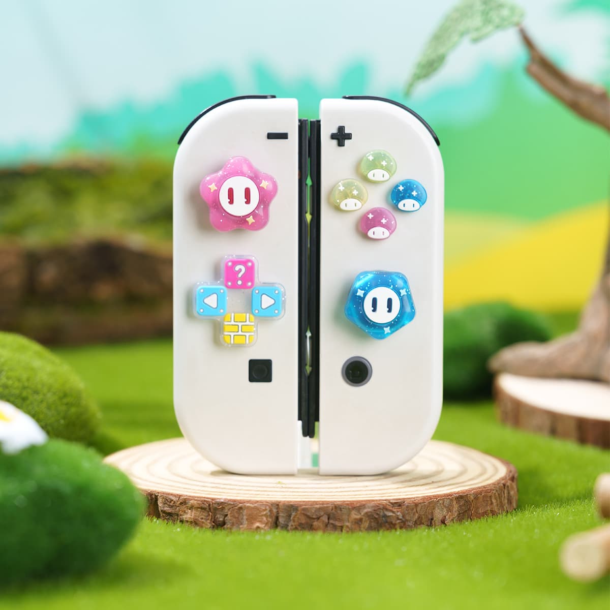 Nintendo Switch Joystick Cap Cross Button Sticker Inspiration Mushroom NS Handle Silicone Joystick Cover Compatible with OLED