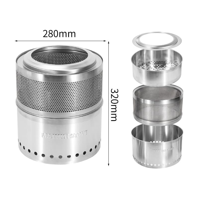 Outdoor Camping Firewood Stove Medium Detachable Stainless Steel Stove Campfire Garden Heater MW D228A
