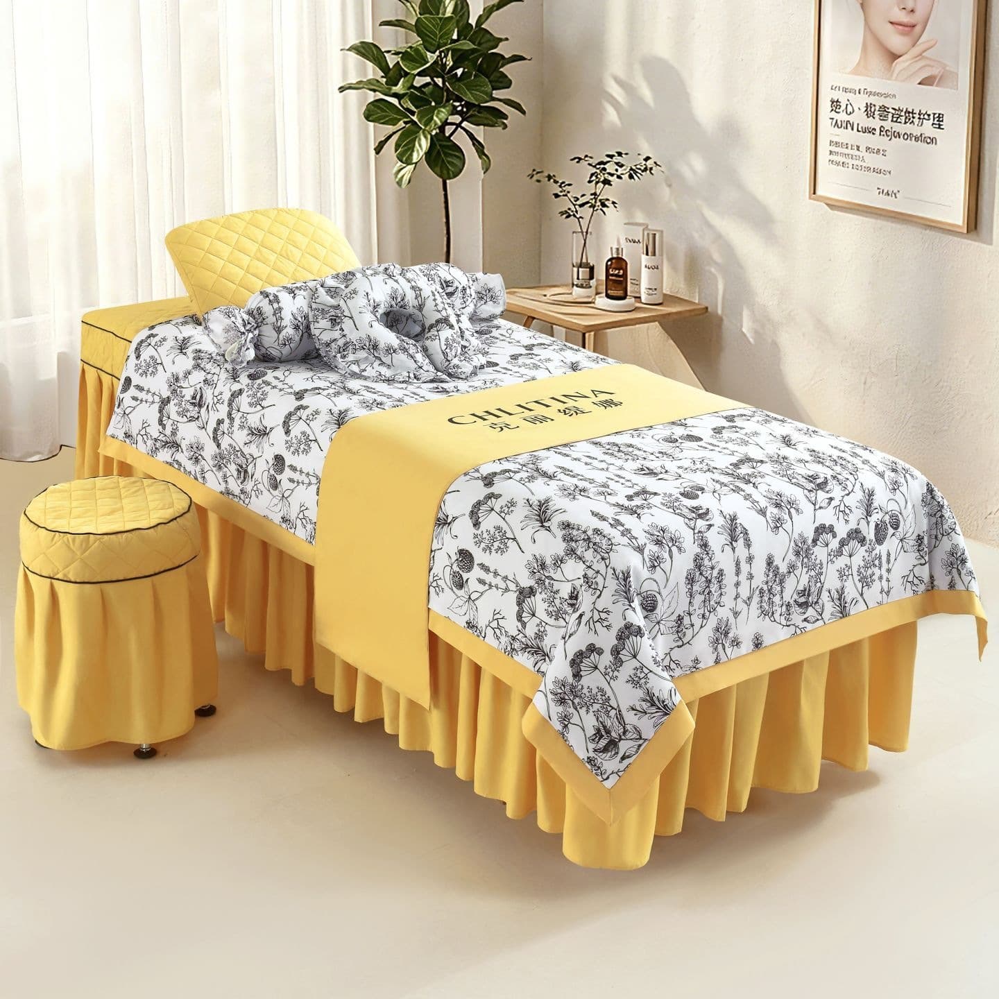 2026 New Beauty Bedspread Four-piece Set Light Luxury High-end Beauty Salon Special Massage Therapy Shampoo Bedspread Set