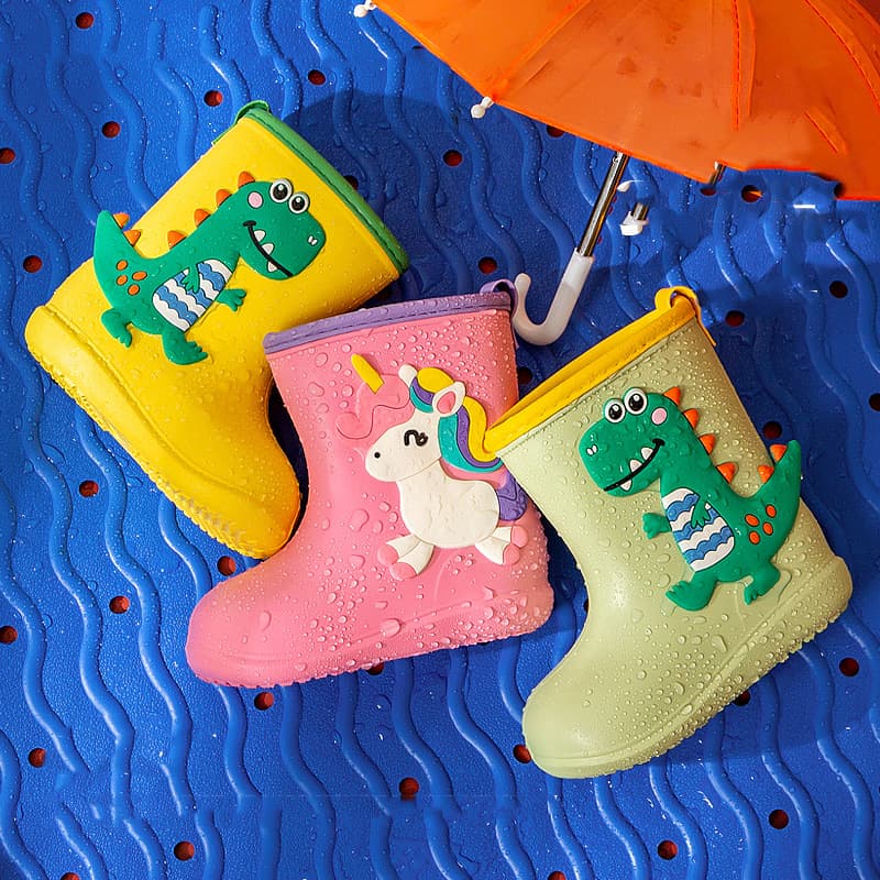 Happy Mary Children's Rain Boots Cartoon Pattern Boys Girls Baby Students Rubber Shoes Rain Boots All-season Kids Water Shoes