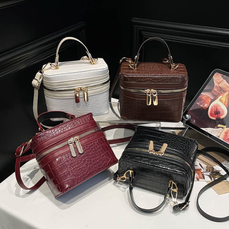 2026 New Women's Bag Box Bag Hand-held Mini Cosmetic Bag Fashion Hand-carrying Simple One-shoulder Crossbody Bucket Bag