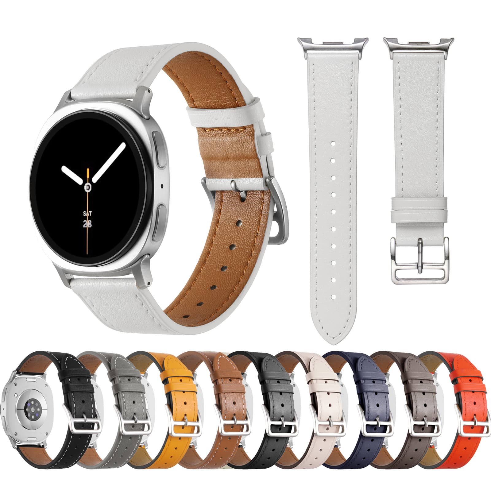2025 New Style Genuine Leather Watch Band for Samsung Galaxy Watch 8/9 Pin Buckle