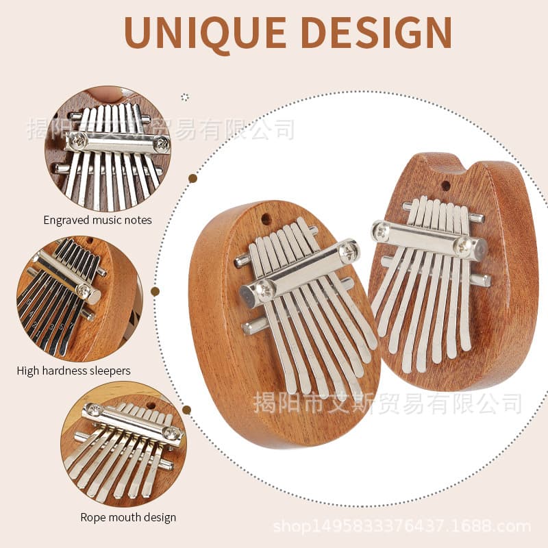 8-Key Mini Kalimba Delicate Finger Piano Marimba Musical Accessory Pendant Gift
