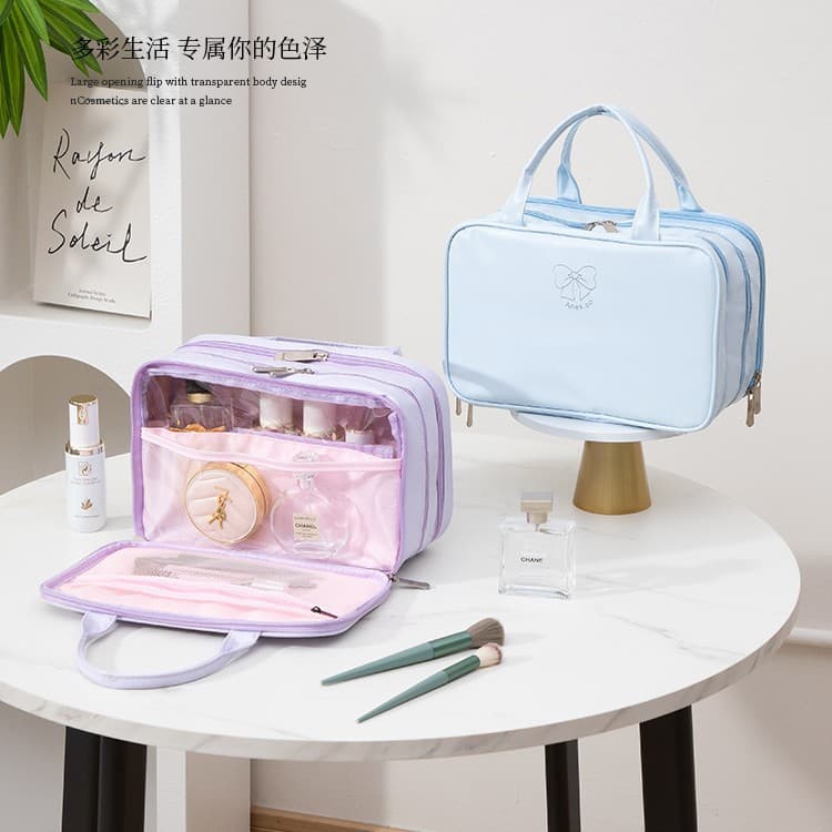 Upgraded Butterfly Cosmetic Bag, Large Capacity, Waterproof, Three-Layer, Fits on Suitcase, Travel Essential Storage Bag